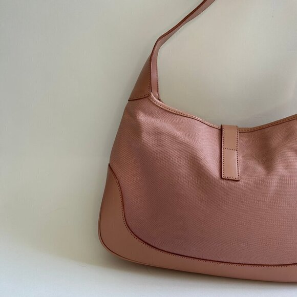 VINTAGE GUCCI JACKIE 1961 PINK CANVAS LEATHER SHOULDER BAG - Picture 4 of 10